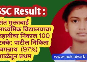 SSC Result : संत मुक्ताबाई माध्यमिक विद्यालयाचा दहावीचा निकाल 100 टक्के; पाटील निकिता जगन्नाथ  (97%) शाळेतून प्रथम