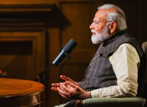 PM’s podcast with Lex Fridman, in New Delhi on March 16, 2025.